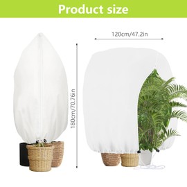 Winter Protection for Plants 120 x 180 cm, 2 Pieces Winter Tent for Pot Plants, Plant Protection Winter with Zip and Drawstring, Winter Fleece for Plants Frost Protection, Tear-Resistant and