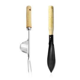 XMNIVATE 1 Stainless Steel Draft Pick, 1 Garden Spade, Garden Tool Set, Wooden Handle Drafting Tool, Mini Tine Hook, Garden Rake, Manual Weeding Tool