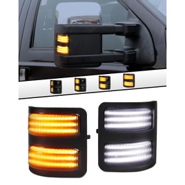 PWOBVZ Switchback LED Side Mirror Marker Lights for Ford F250 F350 F450 F550 Super Duty 2008-2016，Smoke Lens Sequential Amber Turn Signal Lights White Running Lights，Pack of 2