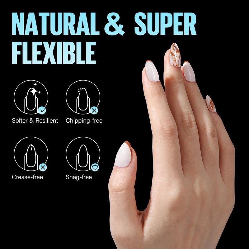 TOMICCA 504 Pieces American Almond Nail Caps 12 Sizes Clear