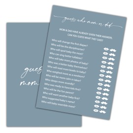 Blue Baby Shower Game, Guess Who Mom Or Dad Baby Shower Game Cards, Gender Reveal Party Game, Baby Shower Party Activities & Decorations -25 Game Cards(A03)