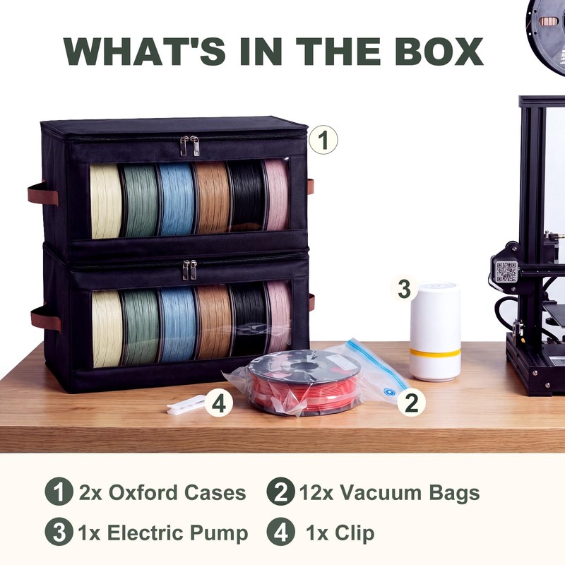 Eccentfit Filament Storage Box (2 Pack) & 12 Vacuum Sealed