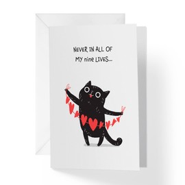 1Up Greetings Single Valentines Day Cards From Cat Or For Cat Mom Cat Dad Boyfriend Girlfriend Wife Husband | Black Cat Find A Love Like Yours | Your Purchase Helps Animals In Need | 5”x7.5” | With
