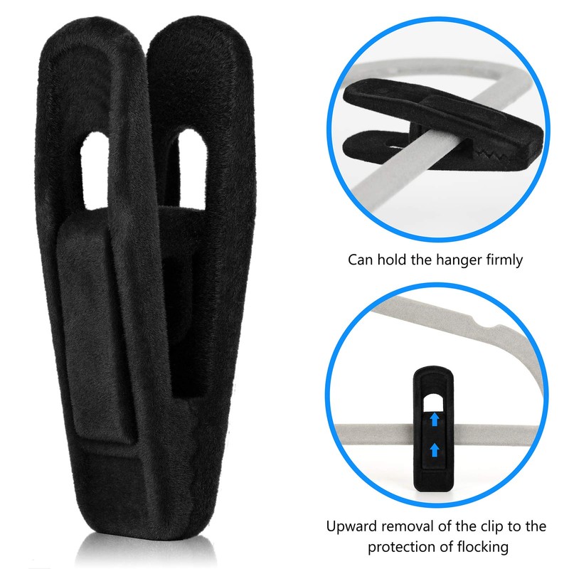 Tinfol 50pc Velvet Hangers Clips, Black Pants Hangers Clips, Strong
