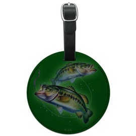 Largemouth Bass Fishing 12 Round Leather Luggage Card Suitcase Carry-On ID Tag