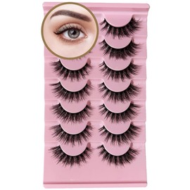 Eyelashes Premium False Eyelashes 3D Wispy Lashes Curl D Eyelashes Natural Look 7 Pairs Thickness 0.07mm 9-14mm Lashes Handmade false eyelash hair Faux Mink Lashes.