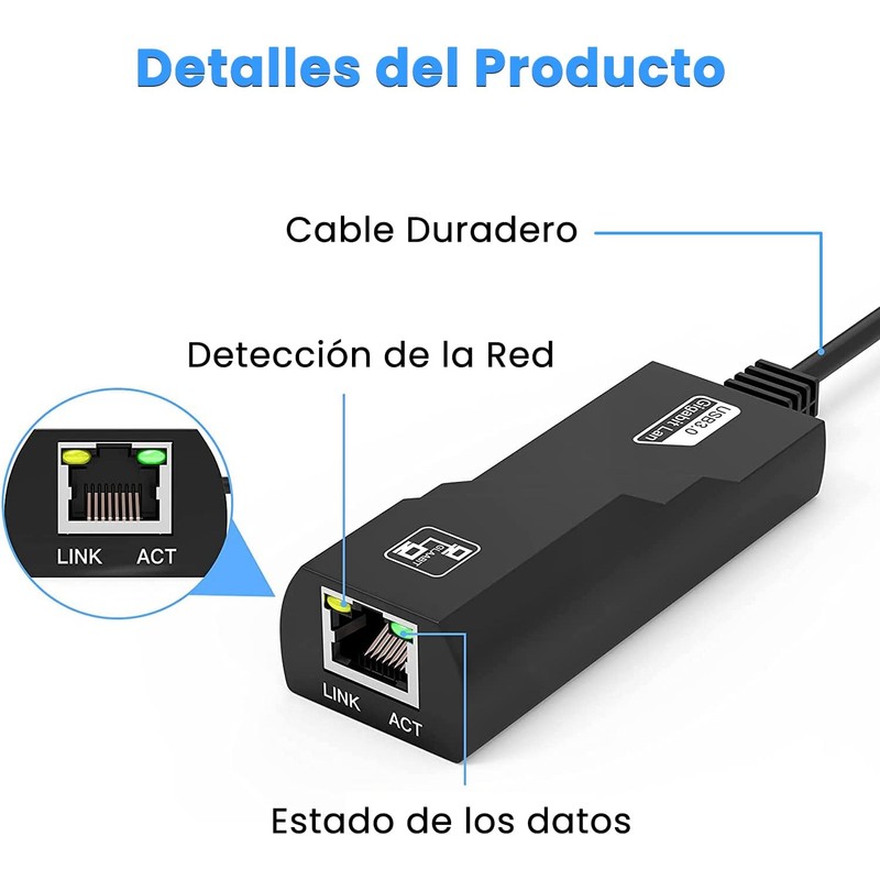Uplayteck Adaptador Ethernet USB 3.0 a RJ45 Gigabit 1000Mbps