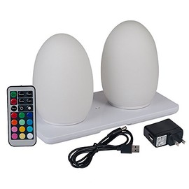 HERO-LED TB-EG-01 Restaurant Table Lighting, Wireless Induction Rechargeable LED Cordless Table Lamps with Remote Timer Controller, Set of 2, Egg 01