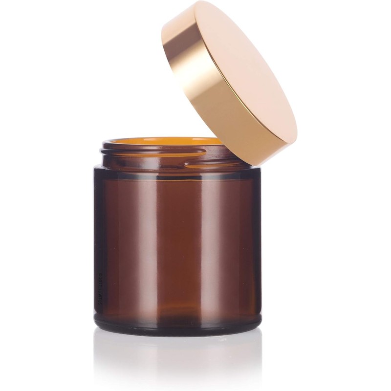 (12 Pack) 9 oz Amber Glass Jar with Gold Overshell