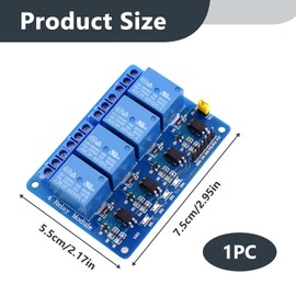 4 Channel DC 5V Relay Module Relay Module with Optocoupler Low Level Trigger Board for Arduino UNO R3, 1280 DSP ARM PIC AVR STM32, High Performance Module. Ideal for DIY Projects and Automation,