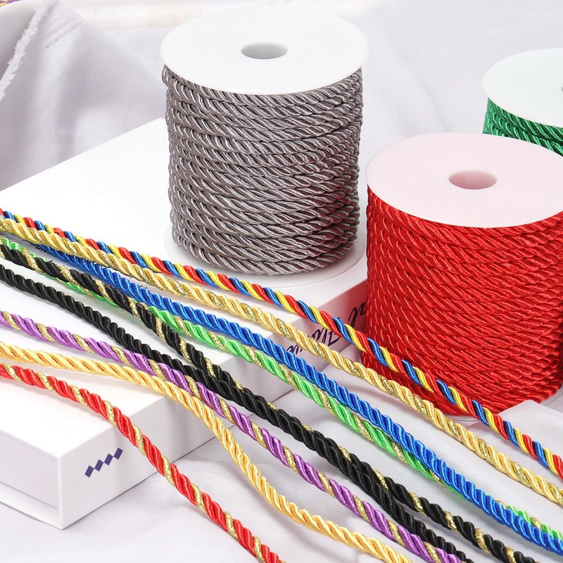 Mardatt 1Pcs 5mm x 18m 3-Ply Twisted Cord, Twisted Silk