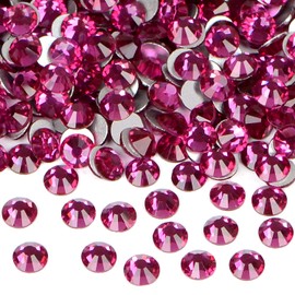 2880PCS Art Nail Rhinestones non Hotfix Glue Fix Round Crystals Glass Flatback for DIY Jewelry Making with one Picking Pen (ss4 2880pcs, Rose)