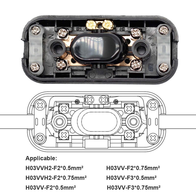 Yesmin 2 Pcs 6A DP Inline Cord Switch,2 or 3