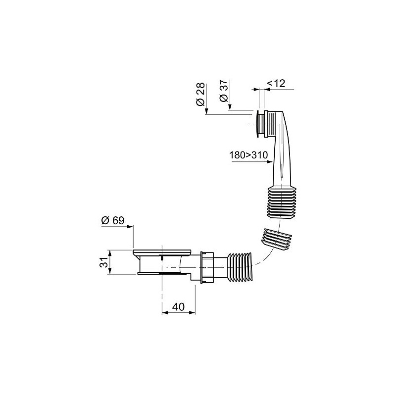 Wirquin SP2060099 Overflow Tube and Connection Pipe for Sink Extendible