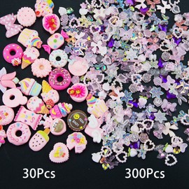 330Pcs Assorted Pink Color 3D Nail Charms Multi-Shapes Heart Flower Butterfly Bowknot Pearl Nail Charms Pink Candy Cute Nail Charms for Manicure DIY Crafts Jewelry Accessories