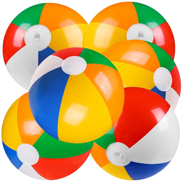 XOYTN 6Packs 20 Inch Large Rainbow Beach Balls, Bulk Inflatable