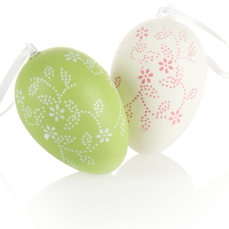 com-four® 24 x Decorative Easter Hangers - Easter Eggs Made