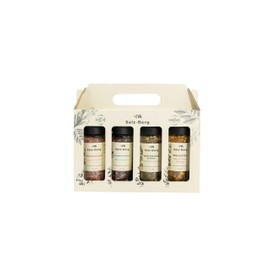 Salz-Berg Gourmet Salt Set, 4 Varieties - Pink Himalayan, Rainbow Peppers, Mediterranean Plateau, BBQ Master, Gift Box