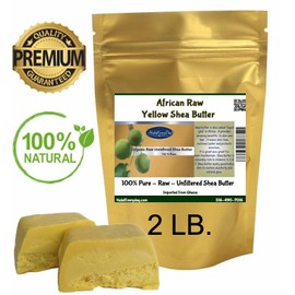 HalalEveryDay 2 LBS Raw Organic African SHEA BUTTER Yellow / Gold Unrefined Pure Ghana Grade A