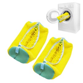 artgeeker Shoe Washing Machine Bag, Shoe Washing Bag for Sneakers, Reusable Laundry Shoe Bag for Washer and Dryer, Yellow 2Pcs