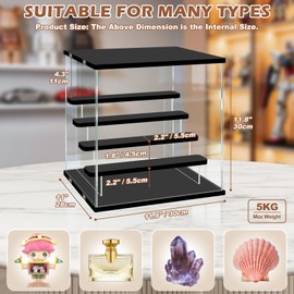 LANSCOERY Acrylic Display Case, Wall Mounted Lighted, 5 Tier, Black