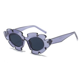 LJCZKA Cat Eye Flower Sunglasses for Women, Vintage Sunglasses Flower Shape Fashion Shades for Beach Party Festival