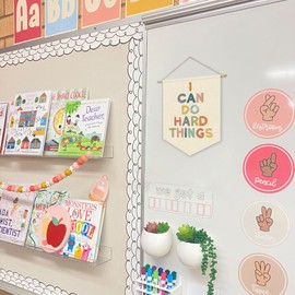 Positive Affirmations Wall Decor,Classroom Decor Canvas Banner,I Can Do Hard Things,Kids Affirmations Nursery Wall Art Canvas Hanging Pennant Flag Banner