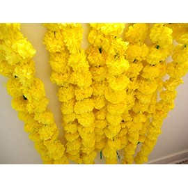 Estationeryhouse 5 feet long Marigold Garlands artificial flower, wedding, mehndi, party (pack of 10) (Yellow)