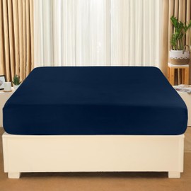 Utopia Bedding, Fitted Sheet, Brushed Microfibre Fitted Sheet, 30 cm Deep Pocket, 160 x 200 cm, Navy Blue