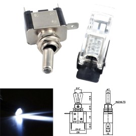 SMITH 1 White 12V 20A LED Light Clear Toggle Switch Cover ON/OFF Car Truck Lights
