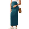 AISWI Maternity Adjustable Waist Maxi Skirt Over The Belly Stretchy