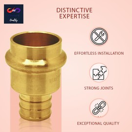 VN Infinite quality 1/2 Inch PEX Coupling Brass Adapters for Copper - 1/2 inch Press - PEX Pipe Connection Press Fittings 1/2" (Pack of 10)