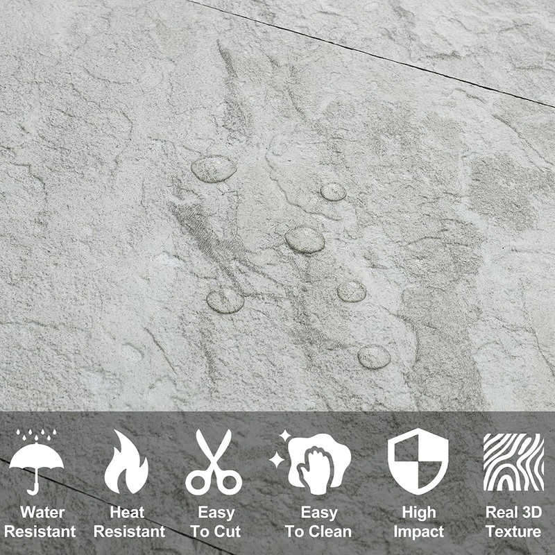 AULIGET 20-Piece Light Slate Peel and Stick Backsplash Wall Tiles,