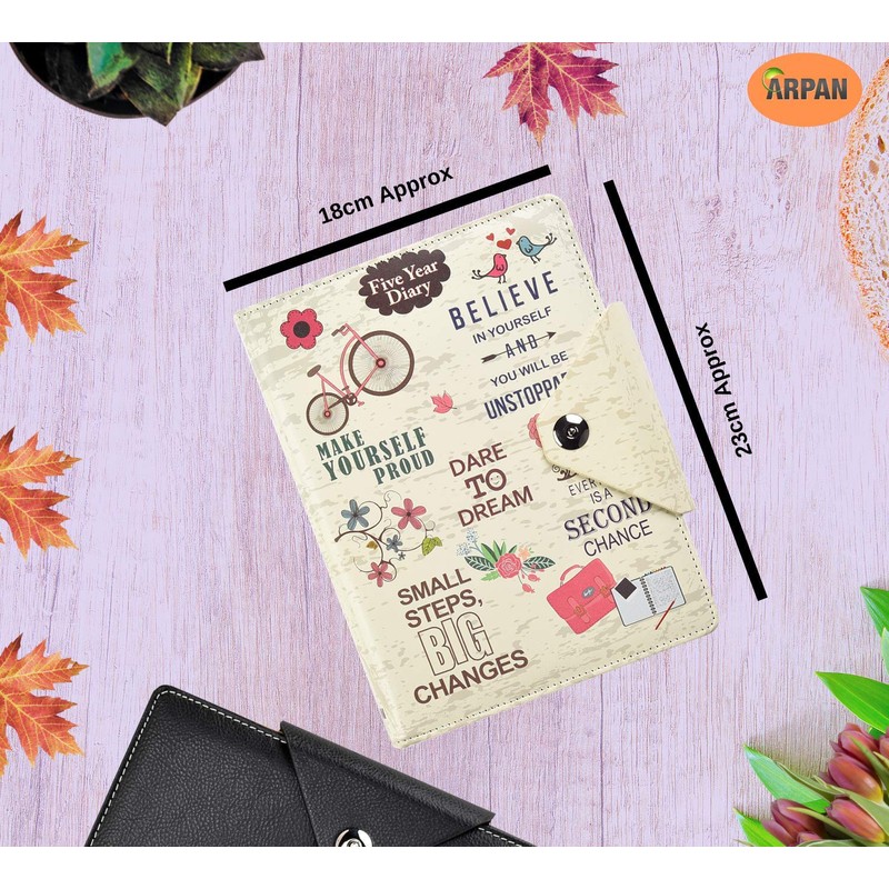 Five 5-Year Diary Organizer - Undated Daily Planner Journal Book