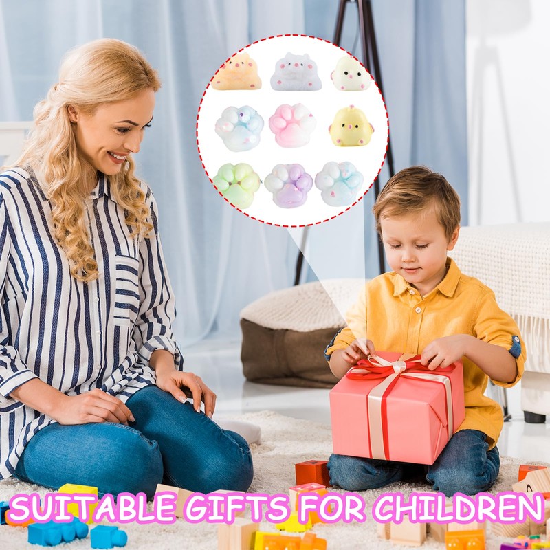 AYNKH 9Pcs Cat Paw Taba Squishy Toys, Cute Hamster Chicks