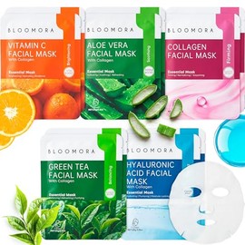 10 Pack Mixed Face Mask Set with Collagen, Hydrating Sheet Mask Skincare Set for Radiant, Fresh & Nourished Skin, Moisturizing Facial Masks for Women 