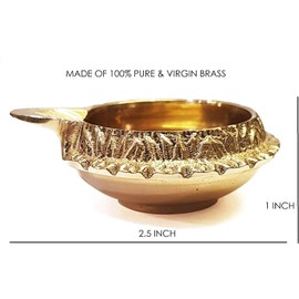 100% 4 Pc Set of Pure MADE OF VIRGIN Brass Diwali Diya Indian Pooja Oil Lamp - Golden Engraved Design Dia - 2.5 Inch. Deepawali Diya/Tea Light Holder/Diwali Traditional Oil Lamp Indian Gift Items