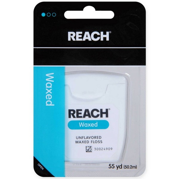 REACH Unflavored Waxed Dental Floss, 55 yds (Pack of 3)