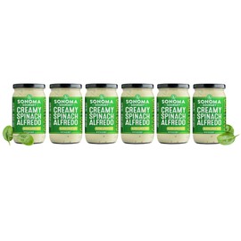 Sonoma Gourmet Spinach Alfredo Pasta Sauce | No Sugar Added | Made With Real Cream | 15.5 Ounce Jars (Pack of 6)