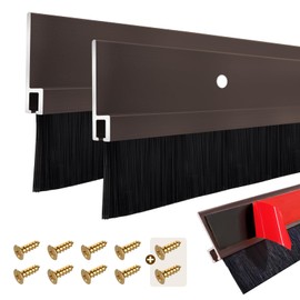 IFPPSAE 2 Pcs Door Sweep Door Brush Bottom Sweep with H-Shape Aluminum Alloy Base for Home、Industrial，2-Inch Door Brush (3Inch Wx39.4Inch L),Brown