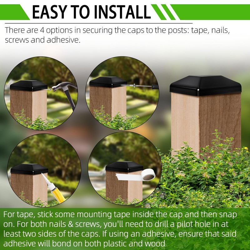 TonGass (6-Pack, Black) 4x6 (3 5/8"x 5 5/8") Wood Fence
