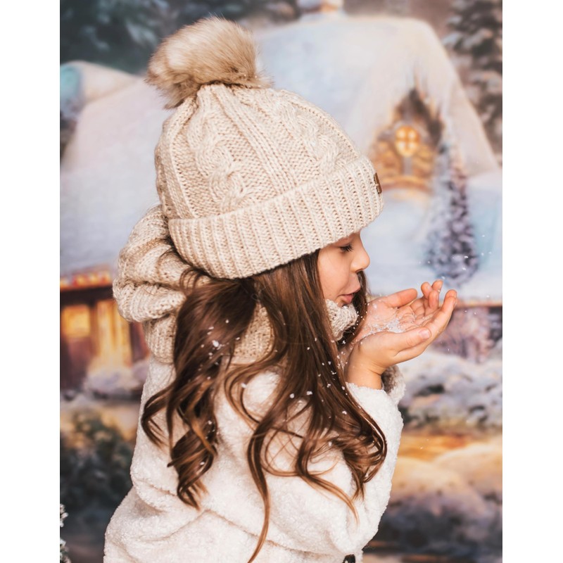 Alur Children's Unisex Beanie with Loop Scarf Set Winter Hat