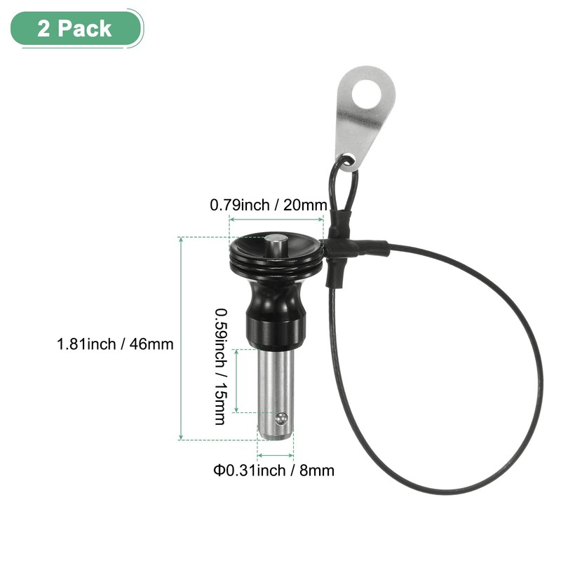 M METERXITY 2Pcs Ball Locking Pins 8mm Dia 15mm Usage