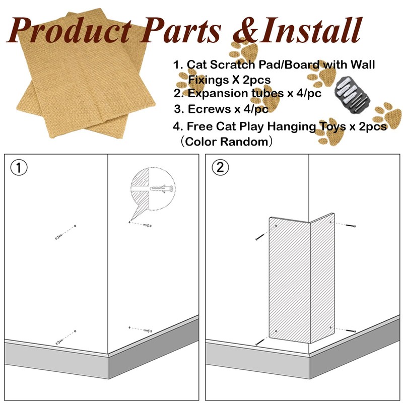 Hutpet 2Pcs Packing Foldable Cat Scratcher Board,Sofa Wall Corner Cat
