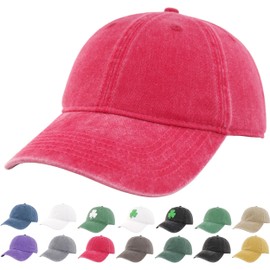 KFQHBQ Washed Cotton Unstructured Hot Pink Baseball Cap for Men Women Retro Classic Gift Golf Dad Hats-Red