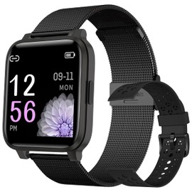 SGDD Men's and Women's Smartwatch 1.3 Inch Smartwatch for Android iOS Pedometer Heart Rate Sports Smart Watch 17 Modes Waterproof IP68 GPS Shared Smart Watch Stopwatch Black