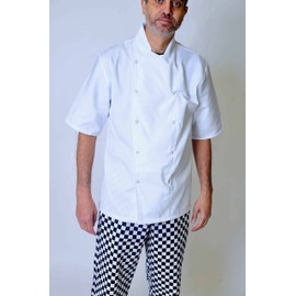 IBEX Professional White Half Sleeves Chef Jacket, Cooks, Restaurant Staff, Food Service, Caterers, Bakers Chef Coat, XS