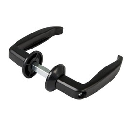 AMIG - Set of Black Aluminium Base Door Handles Without Plate Ideal for Passage Doors, Exterior and Interior Entrance Doors 105 x 40 mm