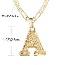 kelistom Initial Necklace for Women Men, Gothic 14K Gold Plated 26 Letters Pendant Necklace, Figaro Paperclip Chain with Extension