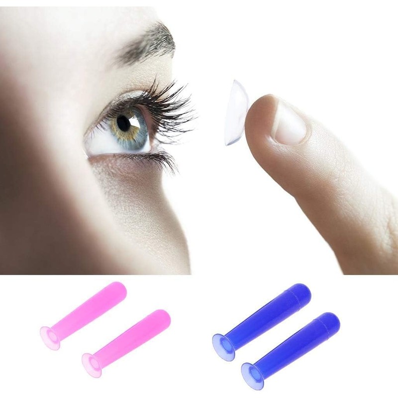 2Pcs/Lot Blue Handy Silicone Contact Lenses Small Suction Cups Stick